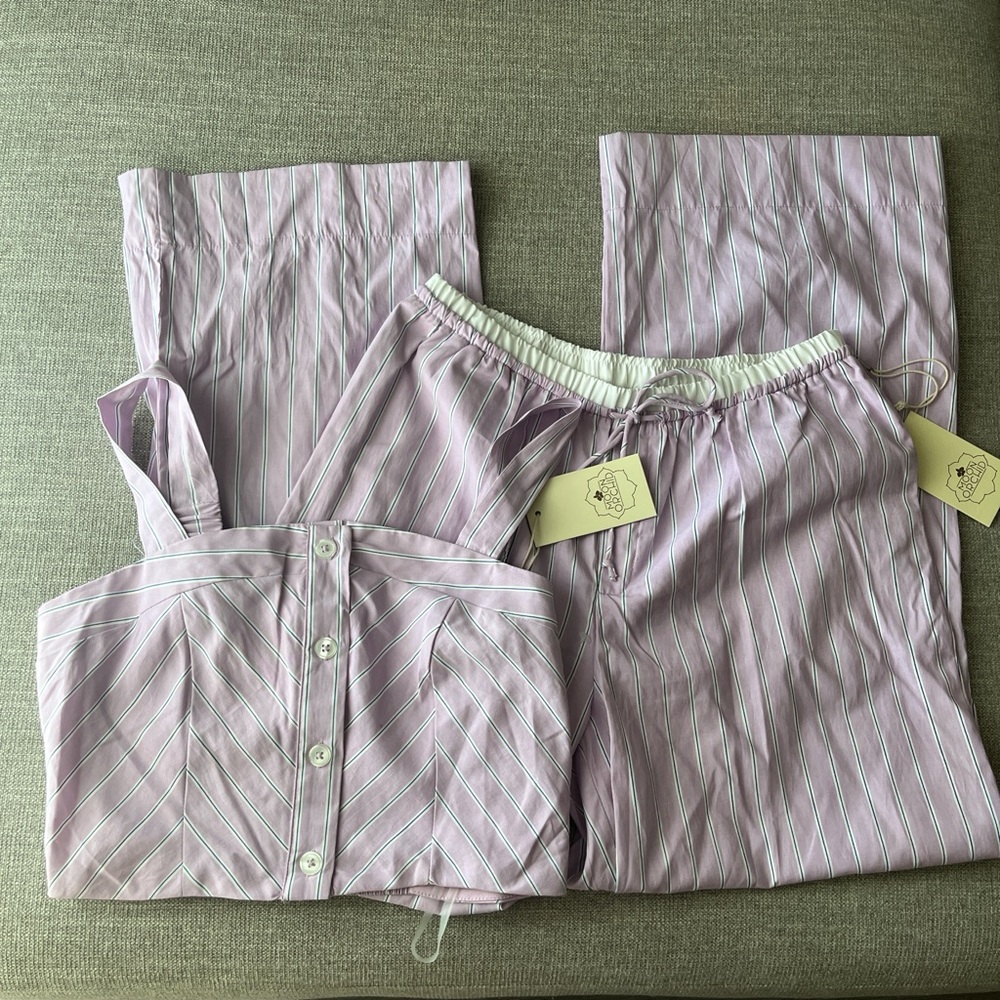 NWT Moon Orchid Lavender Striped Women's Set Size Medium